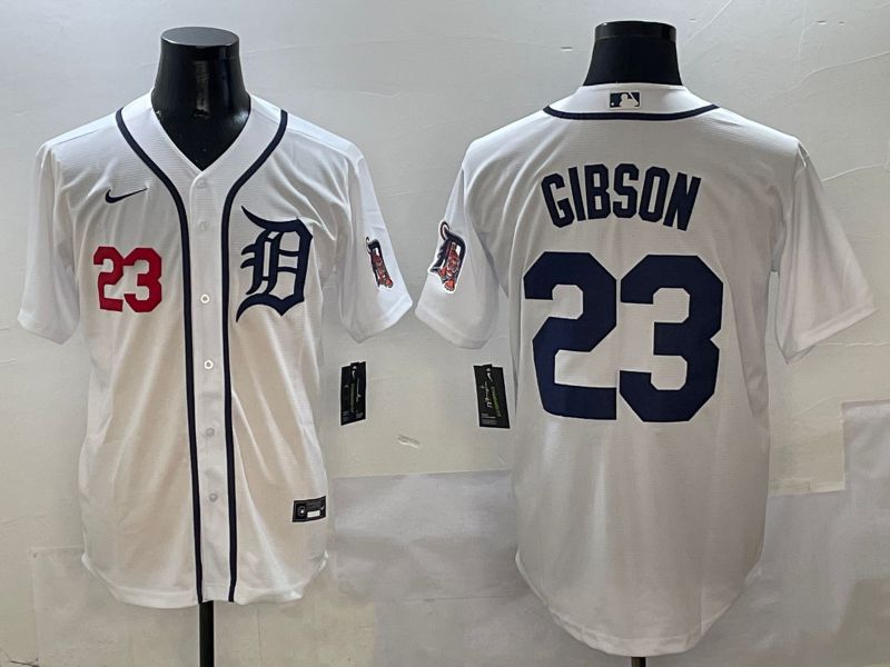 Men Detroit Tigers #23 Gibson White Game Nike 2025 MLB Jersey style 2